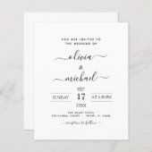 Papier Budget Black White Mariage Typographie moderne (Devant / Derrière)