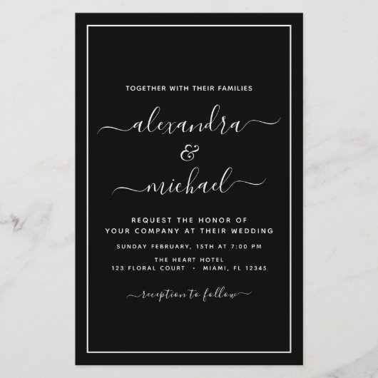 Papier Budget Black White Mariage Typographie moderne (Devant)
