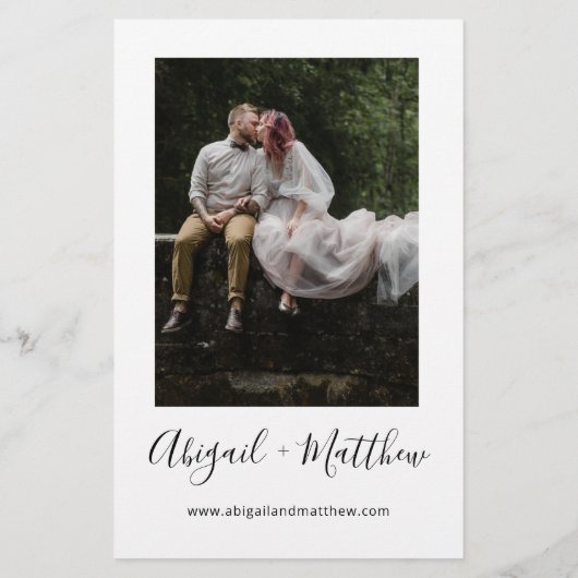 Papier Budget Black White Simple Photo Faire-part de mari (Dos)