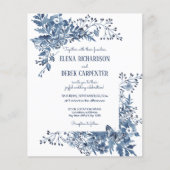 Papier Budget Blanc Bleu Fleur sauvage Oiseau Floral Mari (Devant)