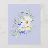 Papier Budget Blanc Bleu Floral 40e Anniversaire Invitati (Dos)