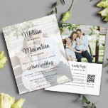 Papier Budget blanc chic transparent 2 photo QR Code RSVP<br><div class="desc">Un magnifique script gris foncé ajoute une touche de classe à ce faire-part de mariage photo tout-en-un contemporain et à la mode qui affiche vos détails mariages sur l'une de vos images fiançailles préférées avec une superposition translucide blanche sophistiquée, mais avec un oeil sur votre budget. Il suffit de customiser...</div>