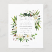 Papier Budget Blanc Floral & verdure Enregistrer la date (Devant)