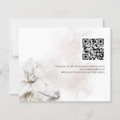 Papier Budget Blanc Flores Mariage QR Code Enregistrer no (Dos)
