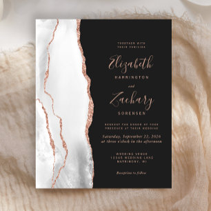 Papier Budget Blanc Gris Rose Or Agate Sombre Mariage