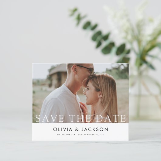 Papier Budget blanc Lettré Enregistrer la photo Date (Debout devant)