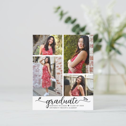 Papier Budget Blanc Noir Grad 4 - Invitation Script photo (Debout devant)