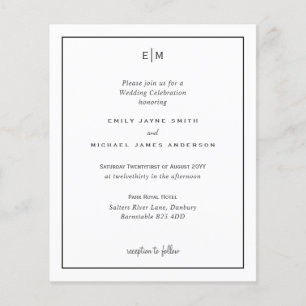 Papier Budget Blanc Noir Moderne Simple Elégant Mariage