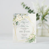 Papier Budget blanc verdure rose fête de mariage (Debout devant)