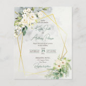 Papier Budget blanc verdure rose fête de mariage (Devant)