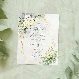 Papier Budget blanc verdure rose fête de mariage