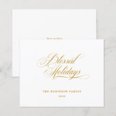 Papier Budget Blessed Holidays Gold Script Typographie (Devant / Derrière)