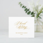 Papier Budget Blessed Holidays Gold Script Typographie (Debout devant)