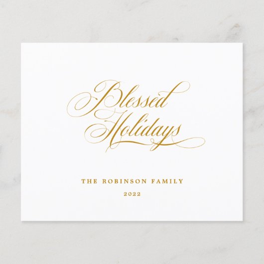 Papier Budget Blessed Holidays Gold Script Typographie (Devant)