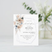 Papier Budget Bleu & Beige Boho Fête des mariées Florale (Debout devant)