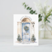 Papier BUDGET Bleu Blanc Porte de Noël Nouvelle Maison Va (Debout devant)