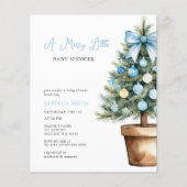 Papier Budget Bleu Bow Noël Joyeux petit Baby shower (Devant)
