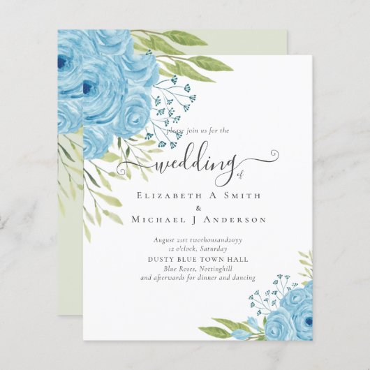 Papier BUDGET Bleu Dusty Budget Mariage Rose (Devant / Derrière)