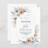 Papier Budget bleu et beige Boho Mariage floral 2 (Devant / Derrière)