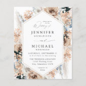 Papier Budget bleu et beige Boho Mariage Floral V2 LN (Devant)