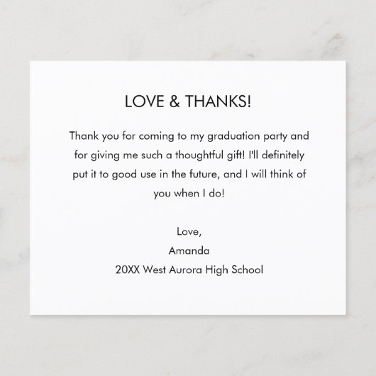 Papier Budget bleu et blanc Grad Merci Note (Dos)