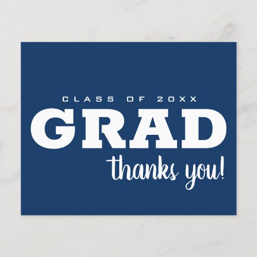 Papier Budget bleu et blanc Grad Merci Note (Devant)