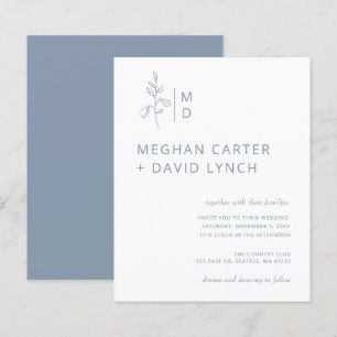 Papier Budget Bleu Faire-part de mariage de monographie b