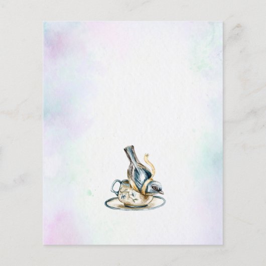 Papier Budget bleu fleuri thé fête nuptiale douche invita (Dos)