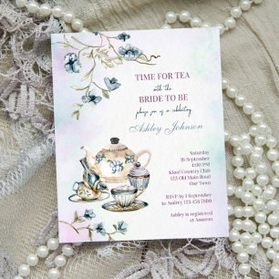 Papier Budget bleu fleuri thé fête nuptiale douche invita