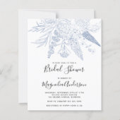 Papier BUDGET Bleu Floral Invitation à la douche nuptiale (Devant)