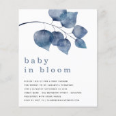 Papier BUDGET Bleu Foliage bébé en fleurs douche Invitati (Devant)