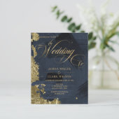 Papier BUDGET Bleu foncé, or Peinture Mariage Invitation (Debout devant)