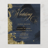Papier BUDGET Bleu foncé, or Peinture Mariage Invitation (Devant)