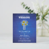 Papier BUDGET Bleu Jaune Tournesols Mariage Invitation (Debout devant)