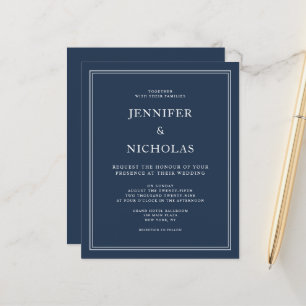 Papier Budget Bleu Marine Élégant Formel Mariage