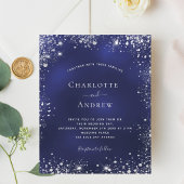 Papier Budget bleu marine parties scintillant argent fair