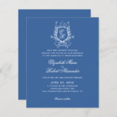 Papier BUDGET Bleu Monogramme Crest Mariage traditionnel (Devant / Derrière)