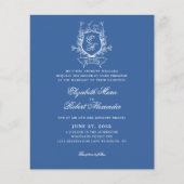 Papier BUDGET Bleu Monogramme Crest Mariage traditionnel (Devant)