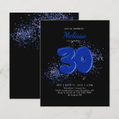 Papier BUDGET Bleu noir 30e Ballons Confetti Anniversaire (Devant / Derrière)