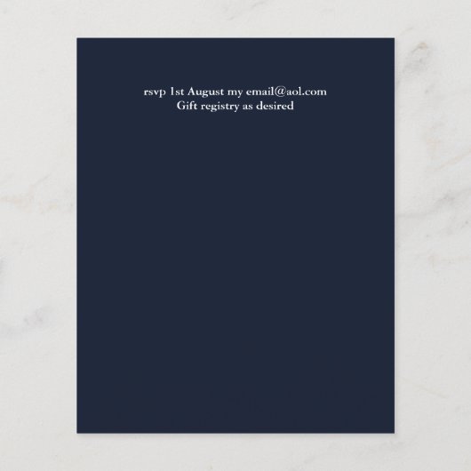 Papier Budget Bleu Nuit Mariage Ciel Invite Moderne (Dos)