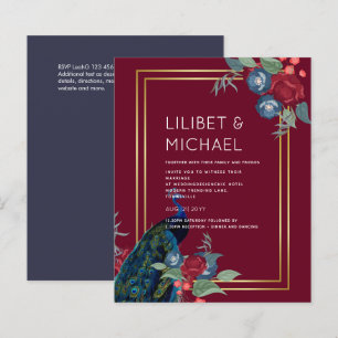 Papier BUDGET Bleu Paon Bourgogne Mariage d'Hiver Automn