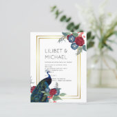 Papier BUDGET  Bleu Paon Bourgogne Mariage d'Hiver d'Auto (Debout devant)