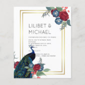 Papier BUDGET  Bleu Paon Bourgogne Mariage d'Hiver d'Auto (Devant)