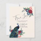 Papier BUDGET Bleu Paon Bourgogne Mariage d'hiver d'auto (Devant)