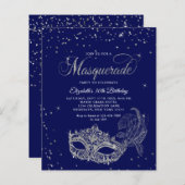 Papier BUDGET Bleu Parties scintillant argent Mascarade A (Devant / Derrière)