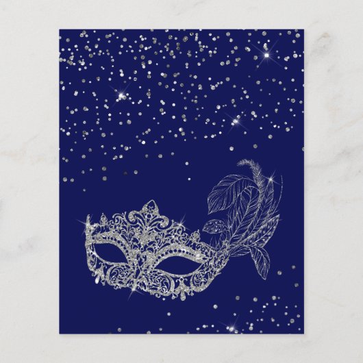 Papier BUDGET Bleu Parties scintillant Argent Masquerade (Dos)