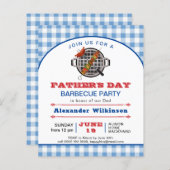 Papier BUDGET Bleu Plaid Fête des pères BBQ Invitation du (Devant / Derrière)