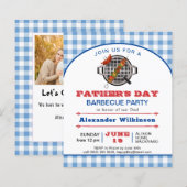 Papier BUDGET Bleu Plaid Fête des pères BBQ Invitation du (Devant / Derrière)