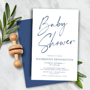 Papier Budget Bleu Simple Script Bébé Garçon Douche