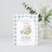 Papier BUDGET Bleu Un petit Citrouille Baby shower de cam (Debout devant)